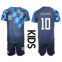 Echipament fotbal Croaţia Luka Modric #10 Tricou Deplasare Mondial 2022 pentru copii maneca scurta (+ Pantaloni scurti)